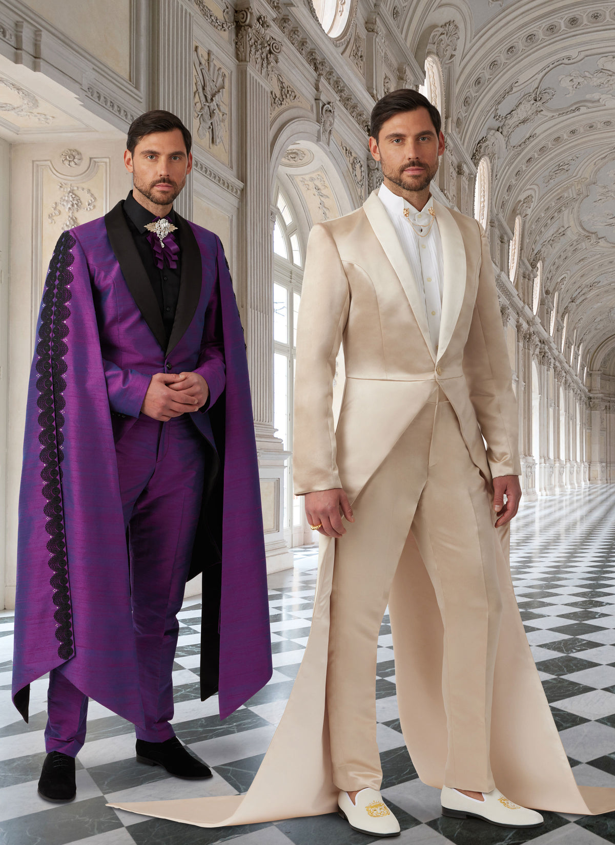 Simplicity S3030 costume pattern envelope showing a man in a purple cape suit and a man in a cream tailcoat