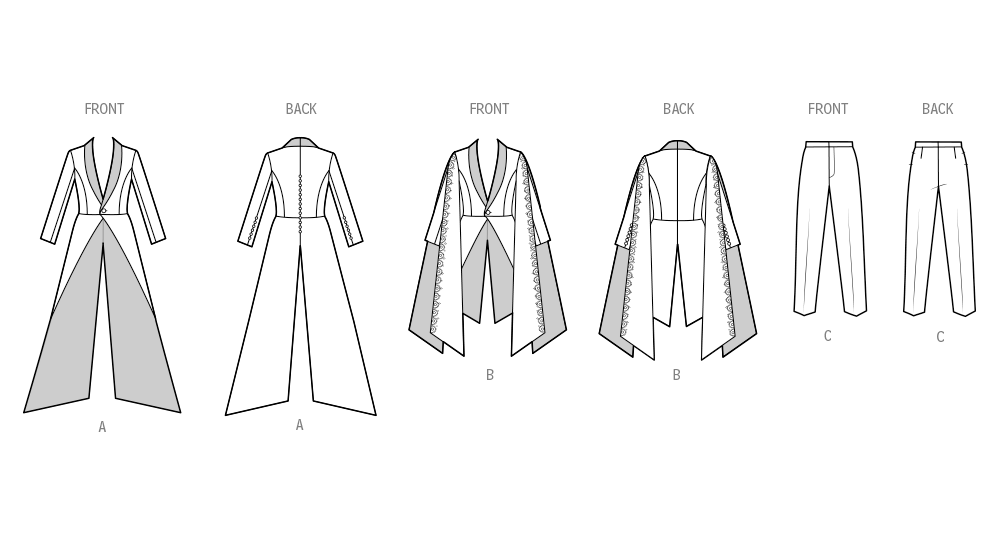 Simplicity S3030 costume pattern envelope showing a man in a purple cape suit and a man in a cream tailcoat