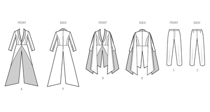 Simplicity S3030 costume pattern envelope showing a man in a purple cape suit and a man in a cream tailcoat