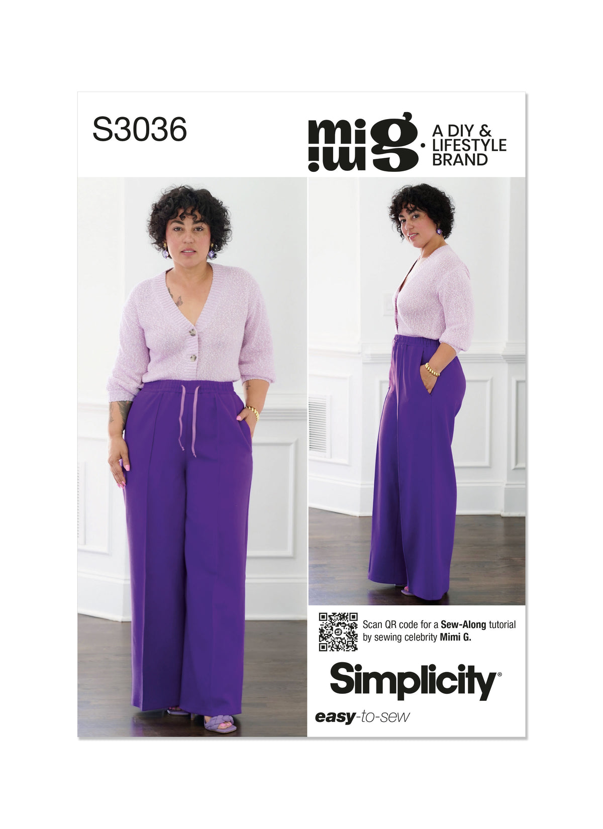 Simplicity S3036 sewing pattern envelope showing skirt & trousers designs
