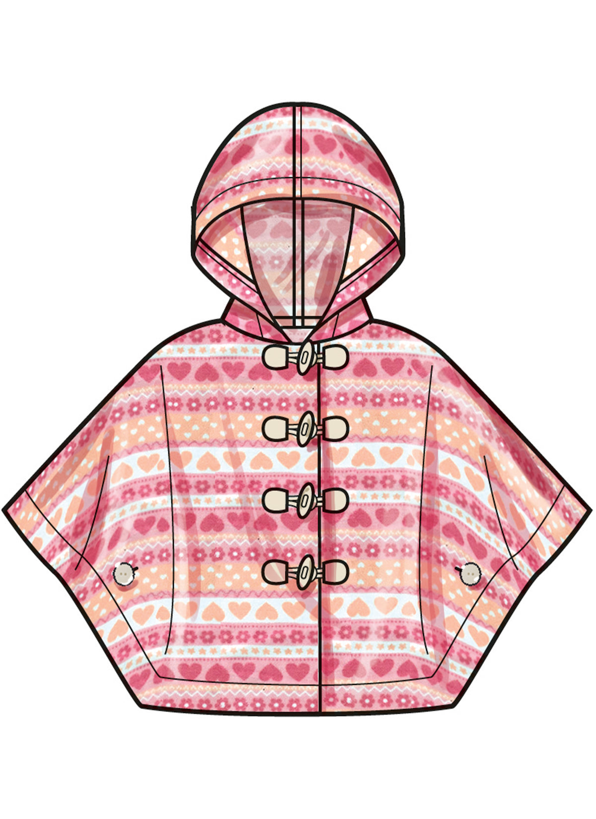 Simplicity S3043 sewing pattern envelope showing girls' poncho designs