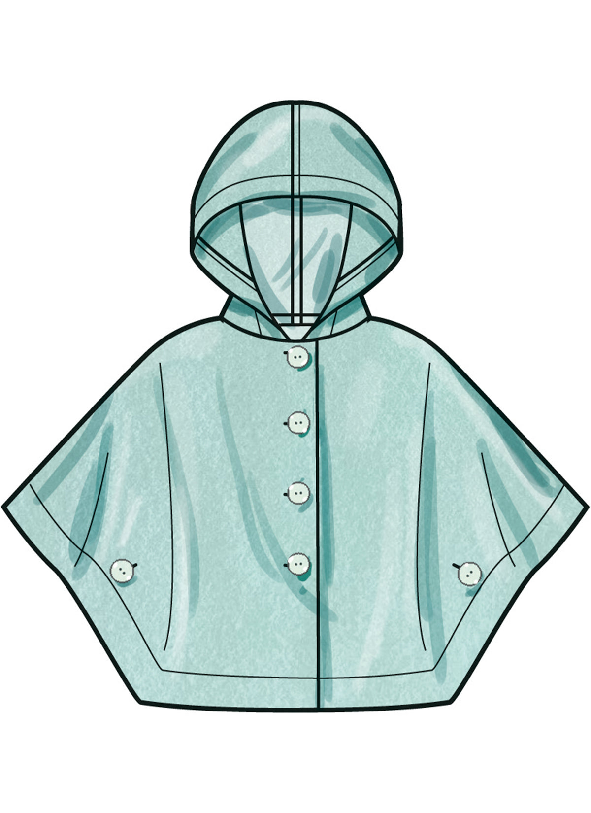 Simplicity S3043 sewing pattern envelope showing girls' poncho designs