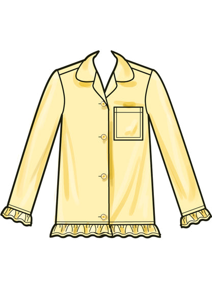 Simplicity S3045 sewing pattern envelope showing girls' sleepwear designs