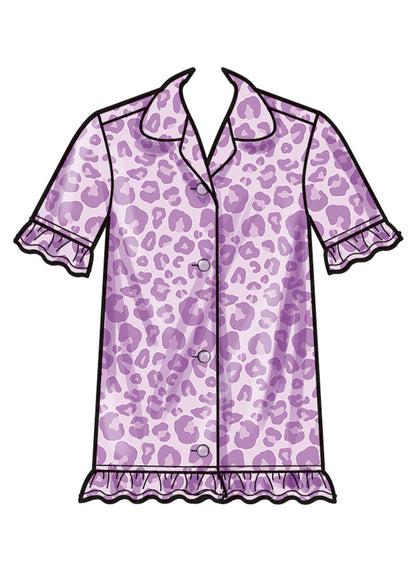 Simplicity S3045 sewing pattern envelope showing girls' sleepwear designs