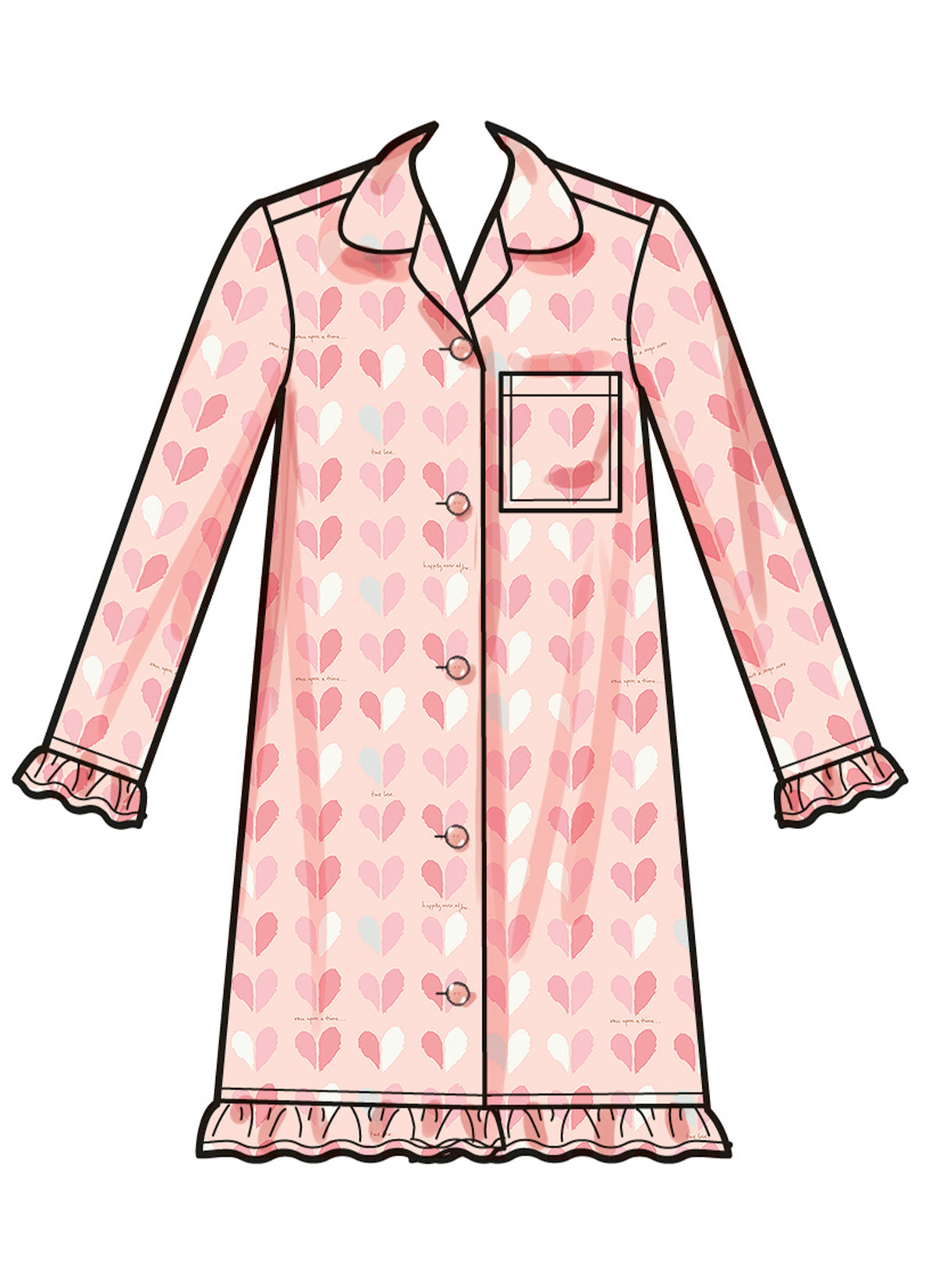 Simplicity S3045 sewing pattern envelope showing girls' sleepwear designs