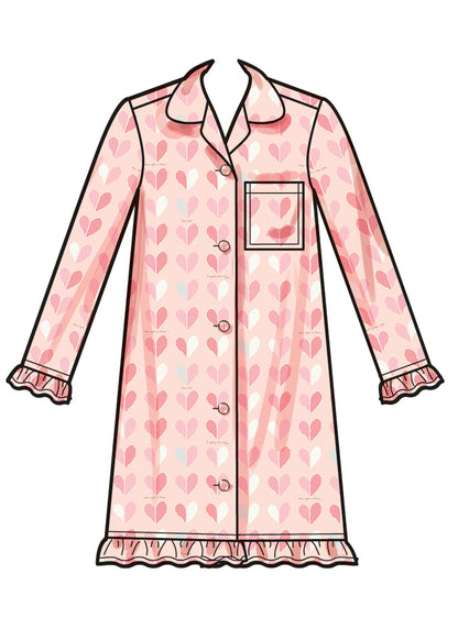 Simplicity S3045 sewing pattern envelope showing girls' sleepwear designs