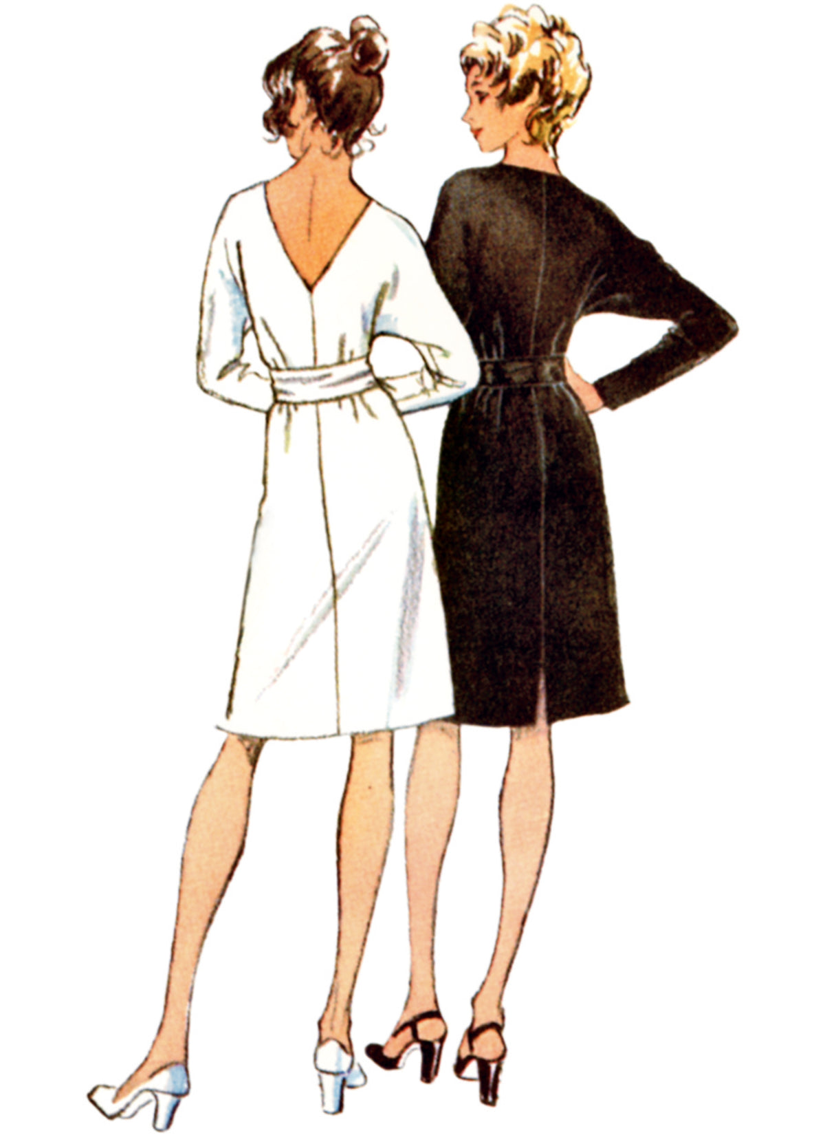 Simplicity S3046 sewing pattern envelope showing 1970s knit dress designs