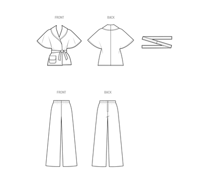 Simplicity S3047 sewing pattern envelope showing 1970s wrap, jacket & trousers designs