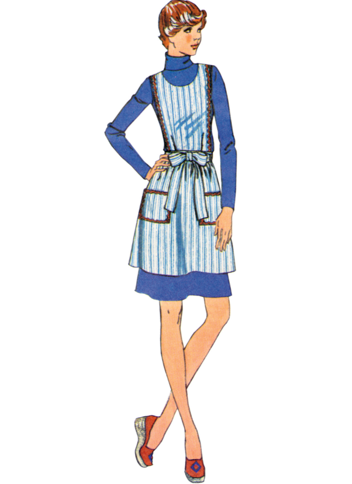 Simplicity S3051 sewing pattern envelope showing a vintage 1970s-style apron