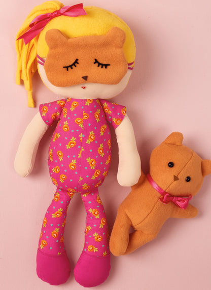 Simplicity S3053 sewing pattern envelope showing stuffed dolls with a choice of hair styles