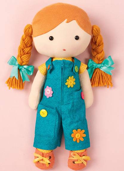 Simplicity S3053 sewing pattern envelope showing stuffed dolls with a choice of hair styles