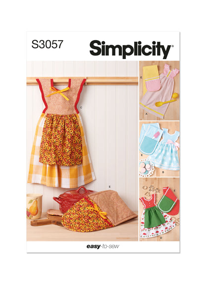 Simplicity S3057 sewing pattern envelope showing dress-style covers for shop-bought dish towels