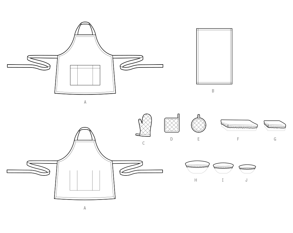 Simplicity S3058 sewing pattern envelope showing easy kitchen essentials to mix and match