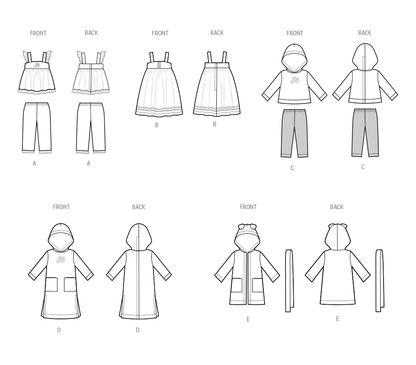 Simplicity S3059 sewing pattern envelope showing doll clothes with a full gathered skirt