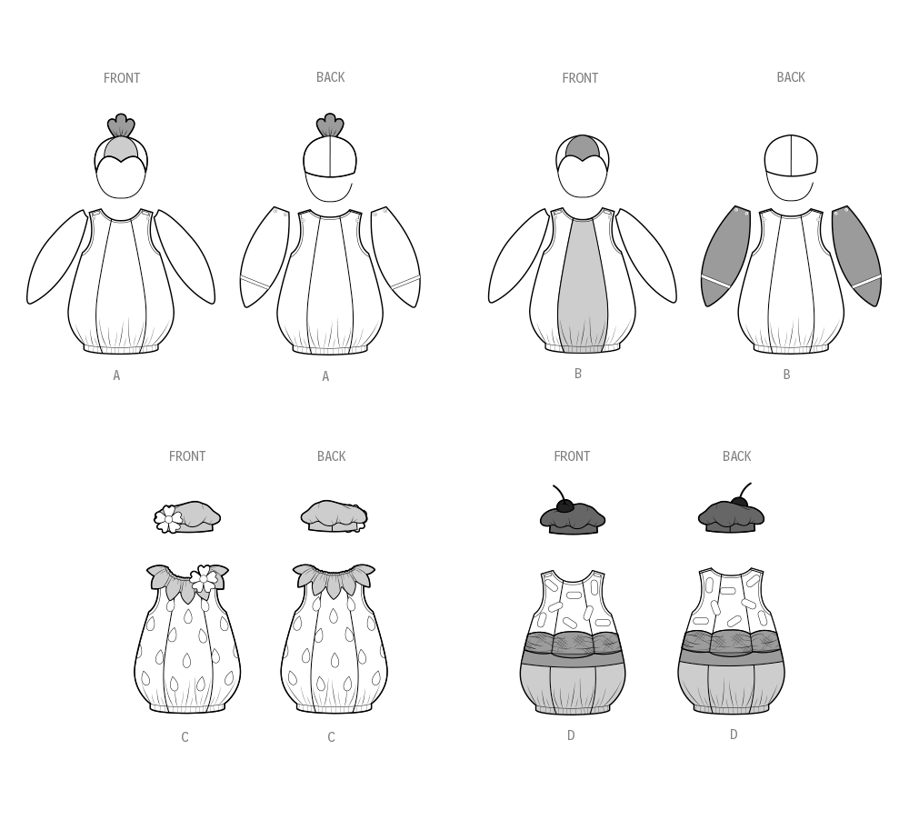 Simplicity S3060 sewing pattern envelope showing toddler costumes with a lightly padded body