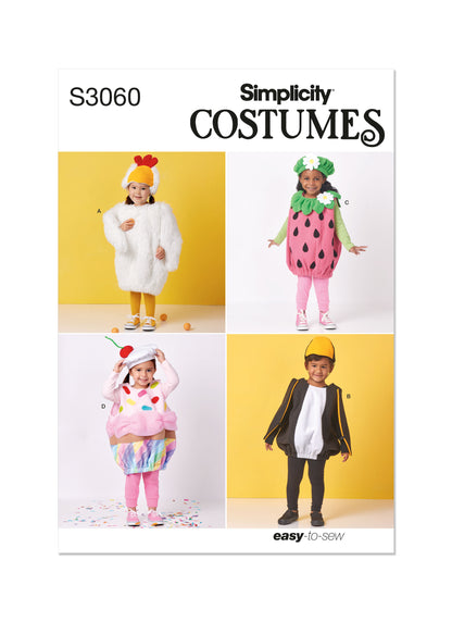 Simplicity S3060 sewing pattern envelope showing toddler costumes with a lightly padded body