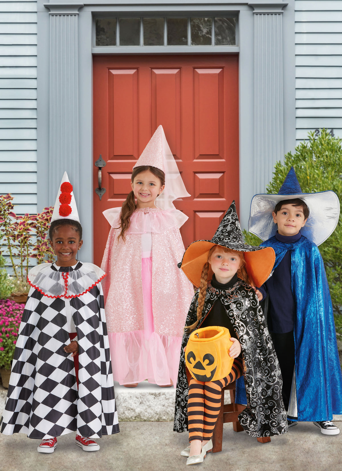 Simplicity S3061 sewing pattern envelope showing children's costumes with ruffle options