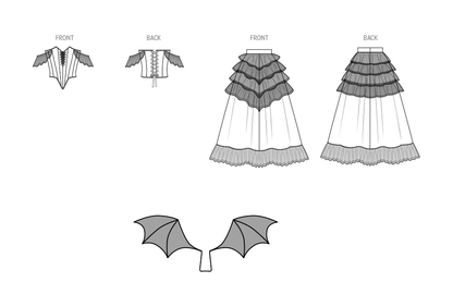 Simplicity S3063 sewing pattern envelope showing a costume dress with lacing and off-the-shoulder sleeves