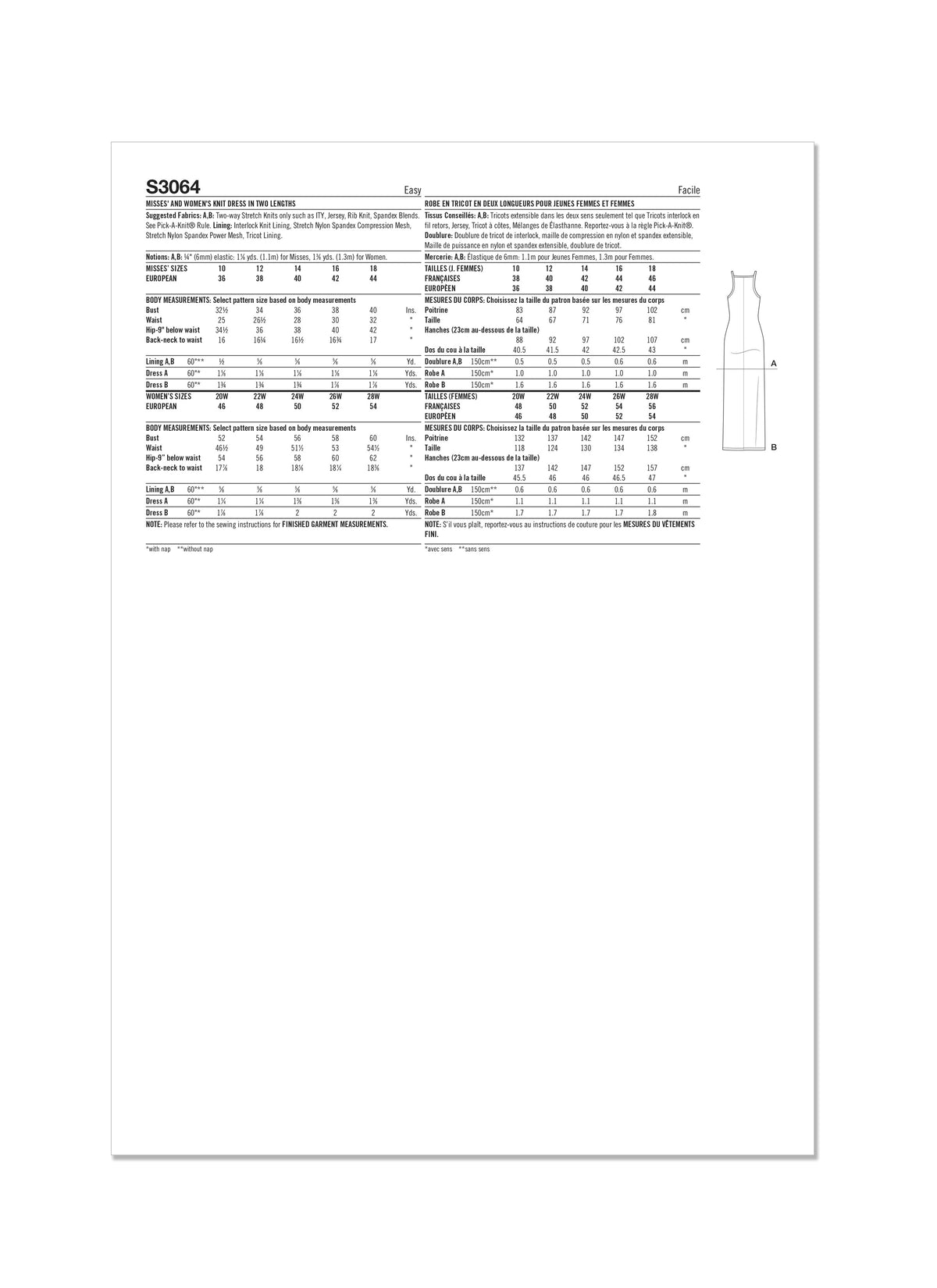 Simplicity S3064 sewing pattern envelope showing a racer back dress