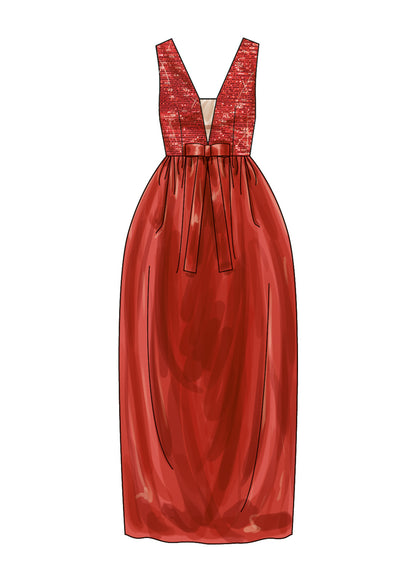 Simplicity S3066 sewing pattern envelope showing long, lined evening gowns