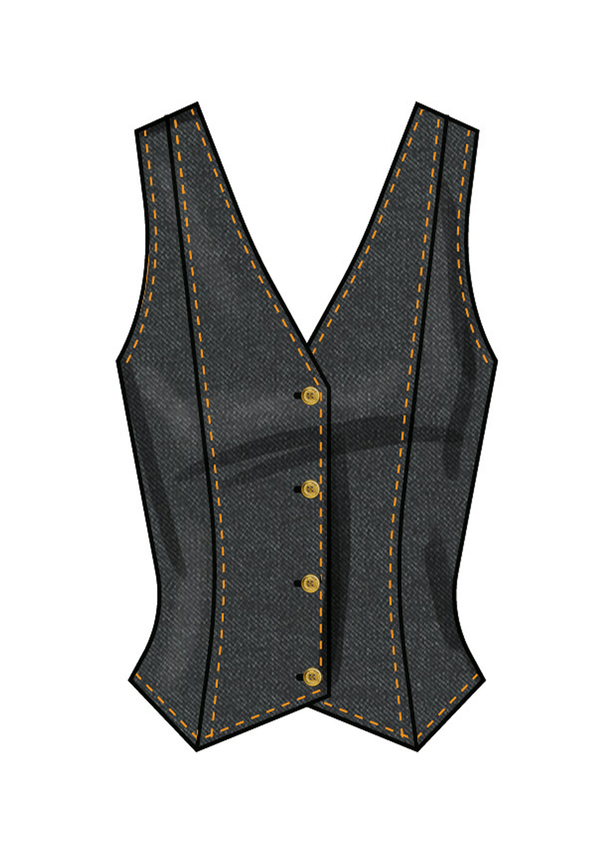 Simplicity S3067 sewing pattern envelope showing a lined, button-front top or waistcoat