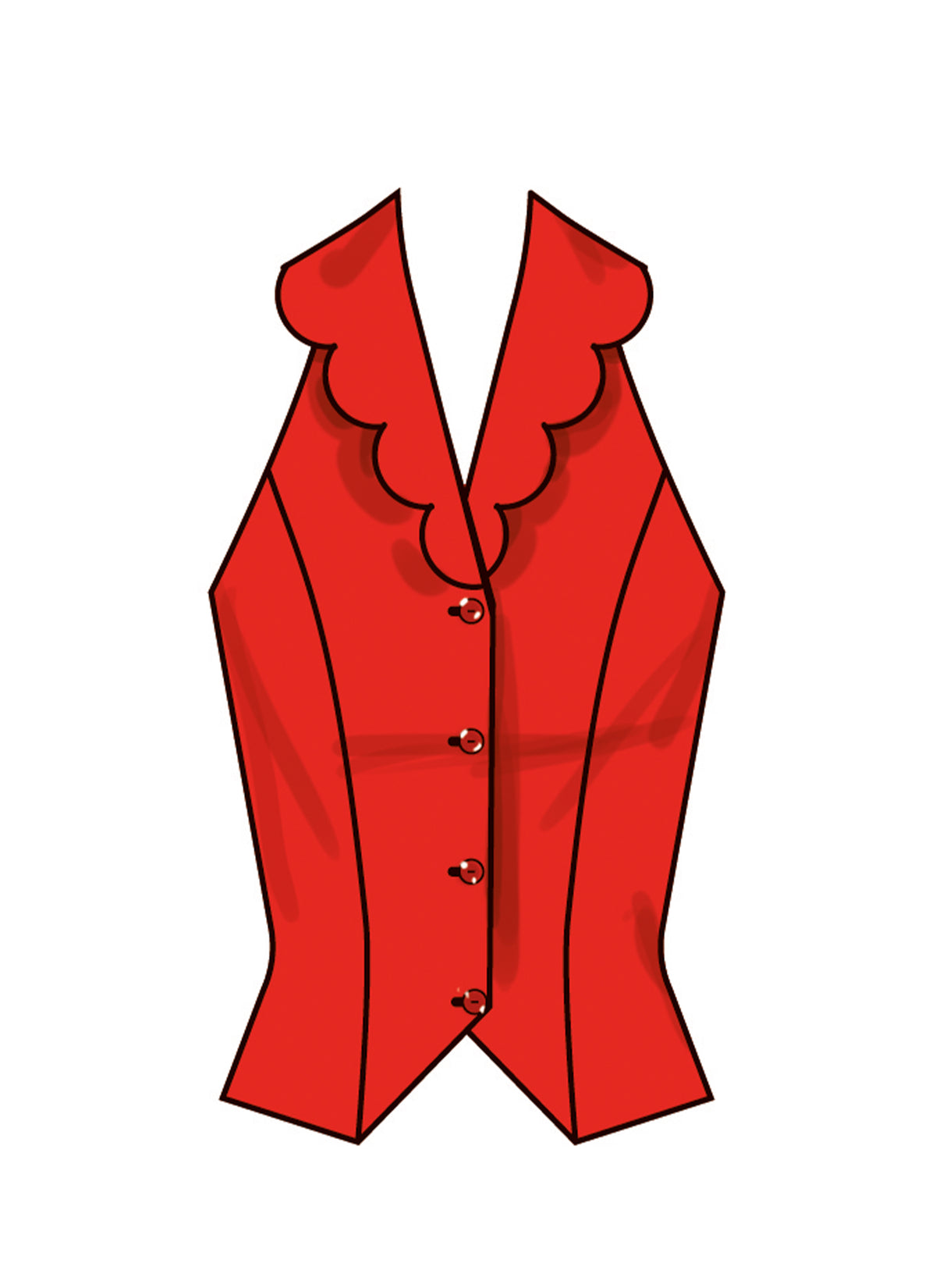 Simplicity S3067 sewing pattern envelope showing a lined, button-front top or waistcoat