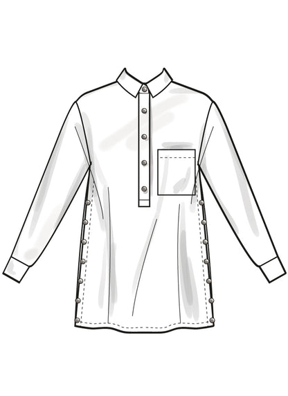 Simplicity S3068 sewing pattern envelope showing a top with snap fastenings