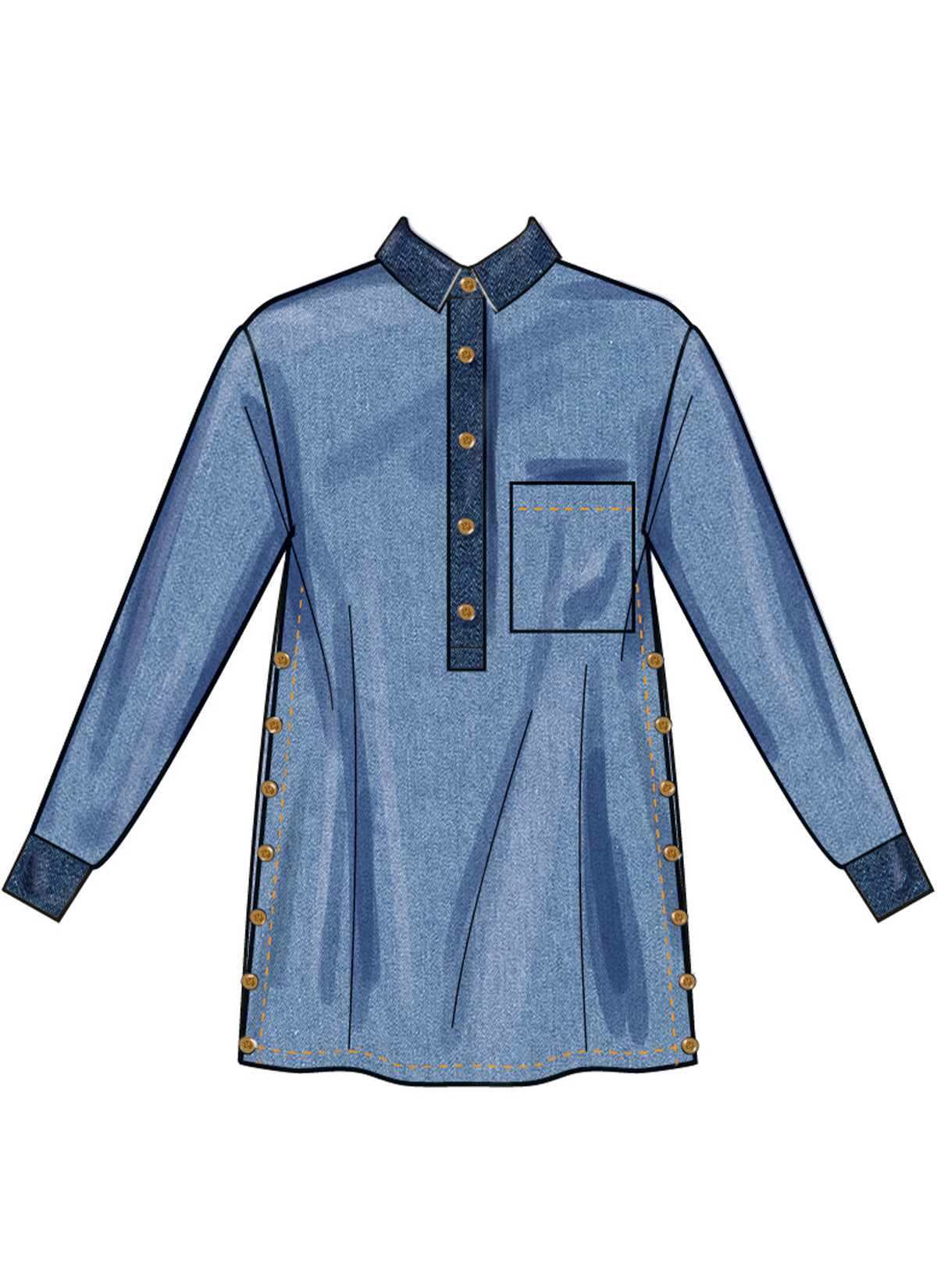 Simplicity S3068 sewing pattern envelope showing a top with snap fastenings