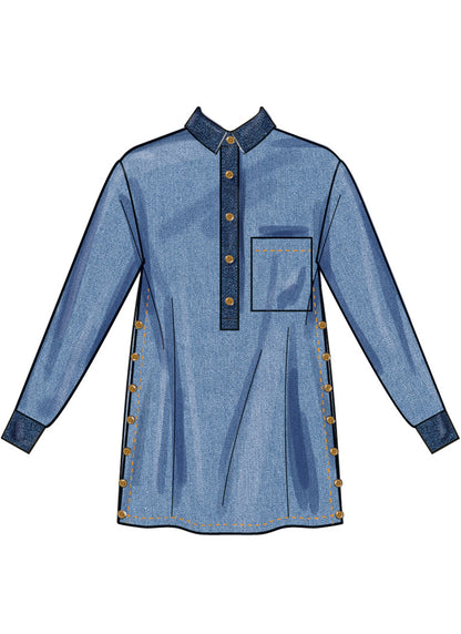 Simplicity S3068 sewing pattern envelope showing a top with snap fastenings