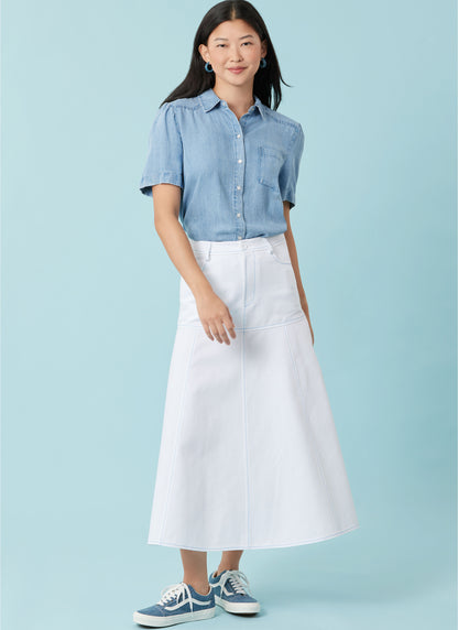 Simplicity S3070 sewing pattern envelope showing skirts and trousers with front pockets