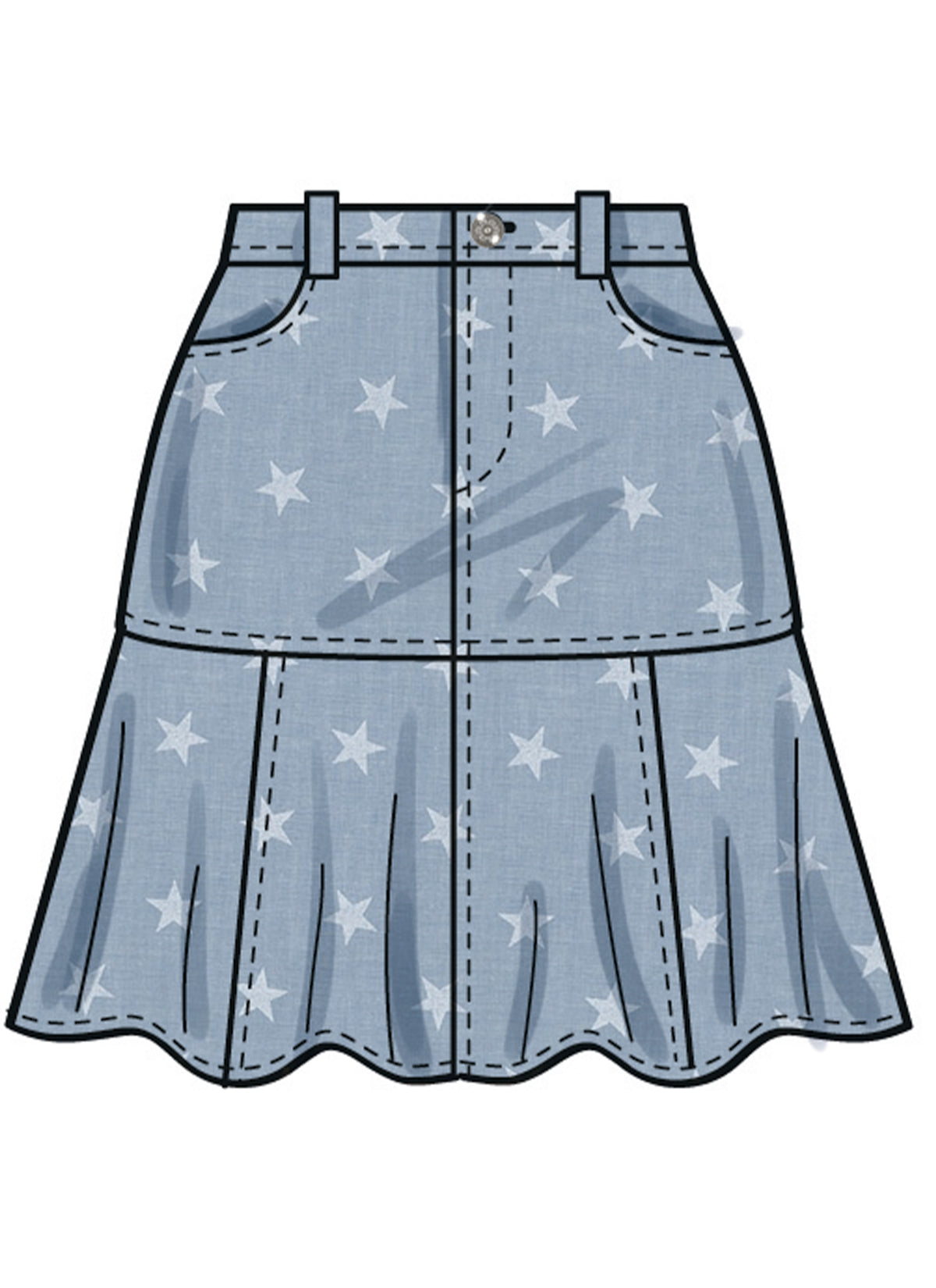 Simplicity S3070 sewing pattern envelope showing skirts and trousers with front pockets