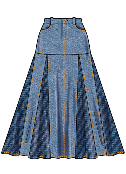 Simplicity S3070 sewing pattern envelope showing skirts and trousers with front pockets