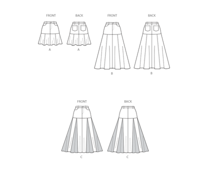 Simplicity S3070 sewing pattern envelope showing skirts and trousers with front pockets
