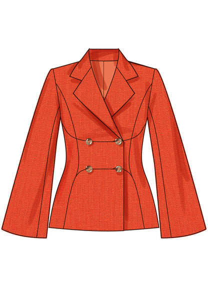 Simplicity S3073 sewing pattern envelope showing a jacket with notched collar and princess seams