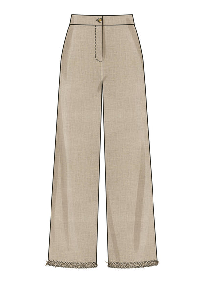 Simplicity S3074 sewing pattern envelope showing a jacket with self-bias fringe trim