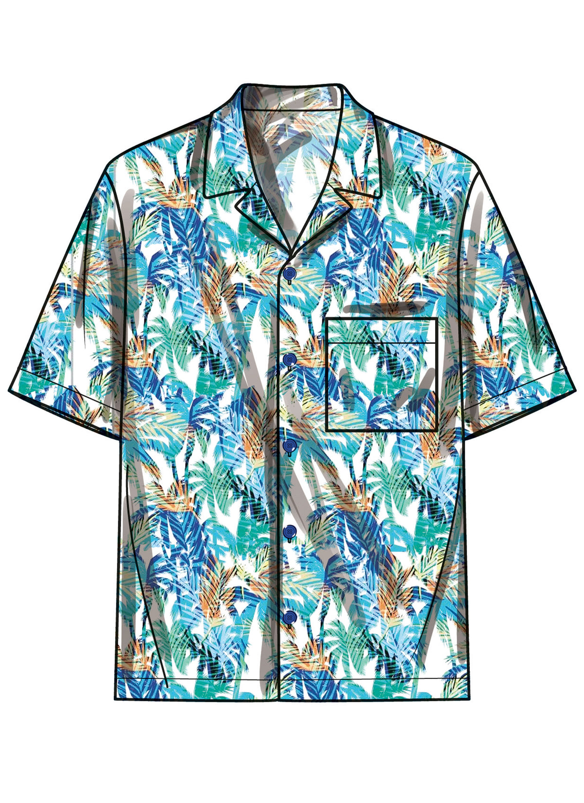 Simplicity S3075 sewing pattern envelope showing a men's and boys' top with notched collar