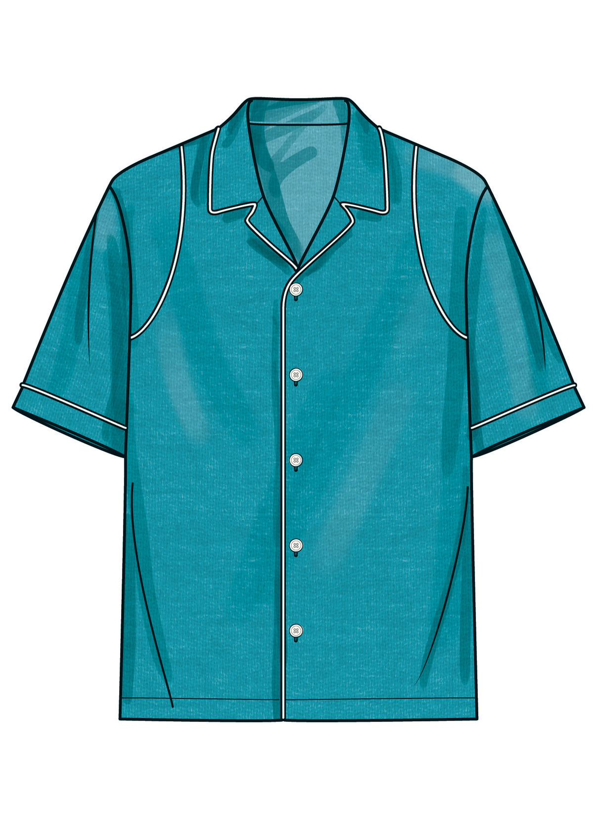 Simplicity S3075 sewing pattern envelope showing a men's and boys' top with notched collar