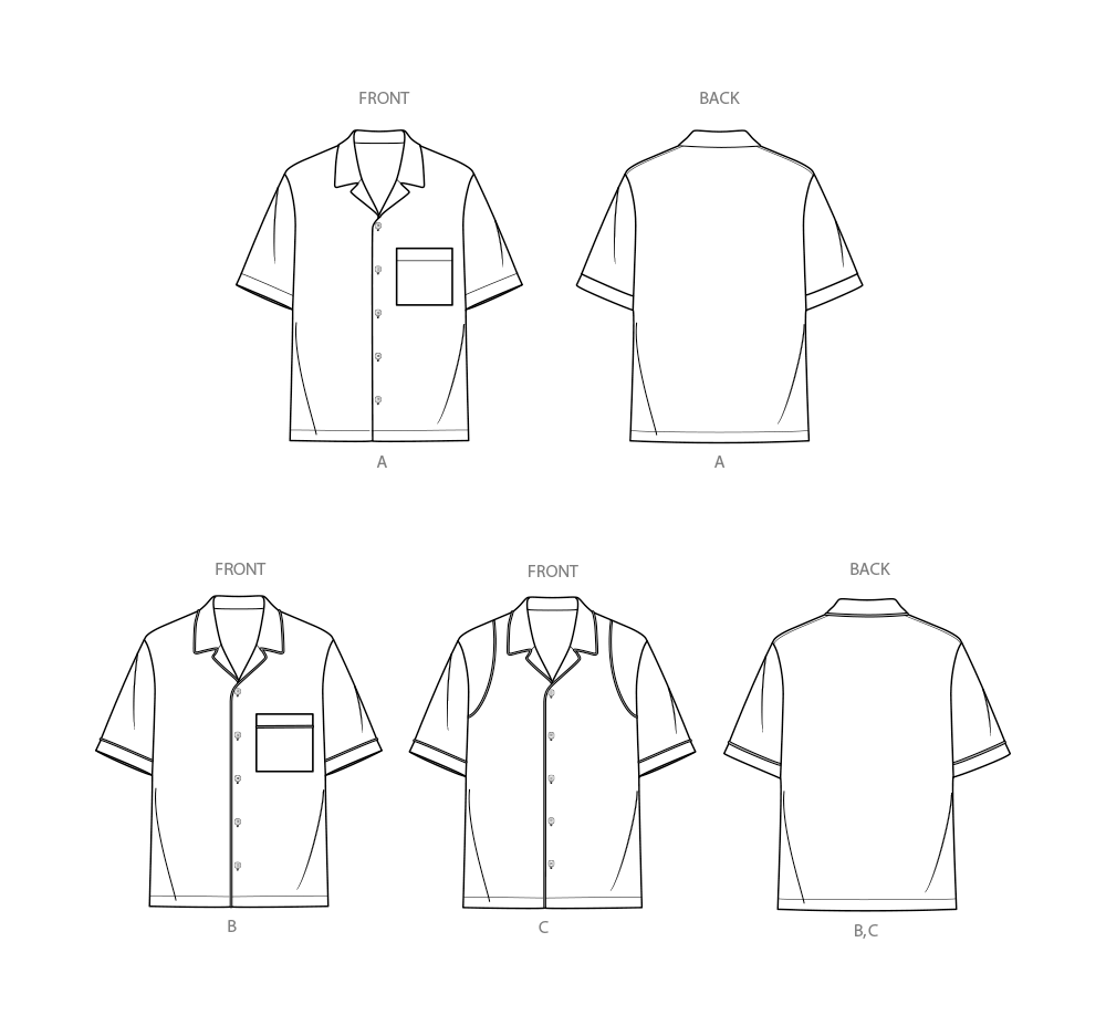 Simplicity S3075 sewing pattern envelope showing a men's and boys' top with notched collar
