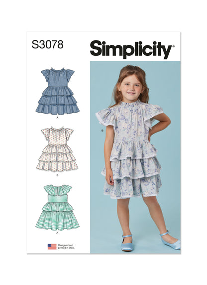 Simplicity S3078 sewing pattern envelope showing a child's dress