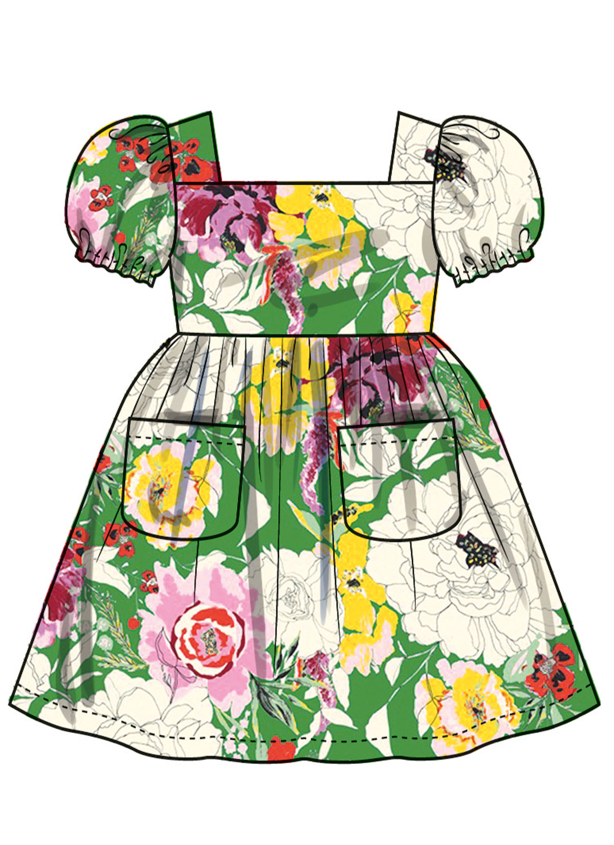 Simplicity S3080 sewing pattern envelope showing a toddler dress