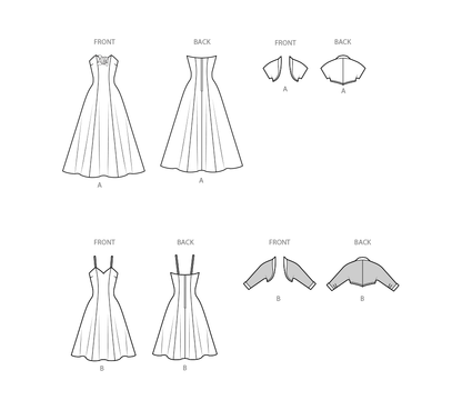 Simplicity S3082 sewing pattern envelope showing a 1950s-style evening dress and bolero