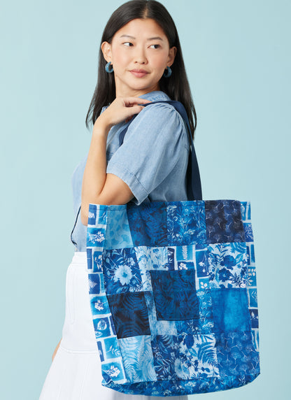 Simplicity S3086 sewing pattern envelope showing lined patchwork bags