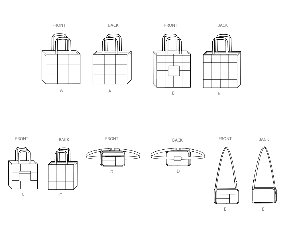 Simplicity S3086 sewing pattern envelope showing lined patchwork bags