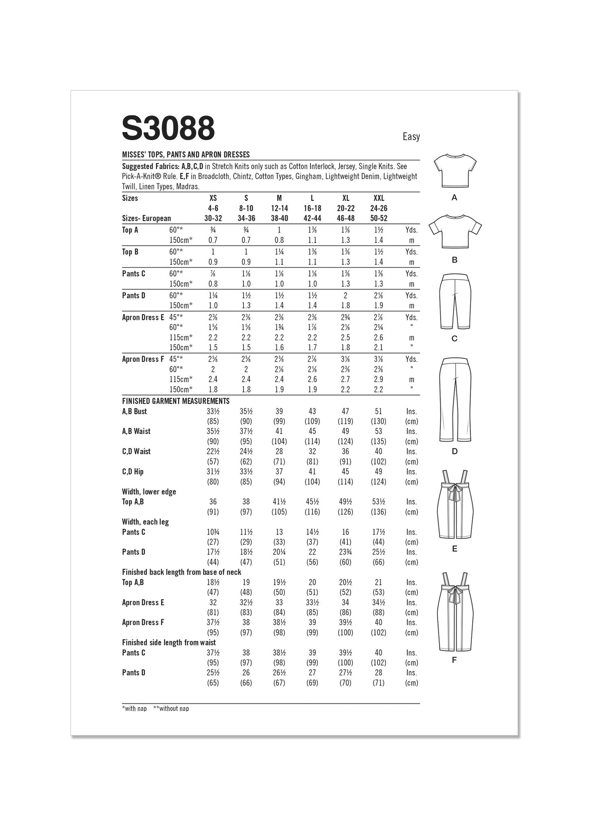 Simplicity S3088 sewing pattern envelope showing aprons