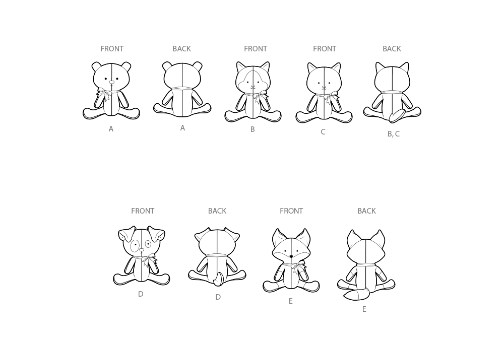 Simplicity S3089 sewing pattern envelope showing stuffed dolls