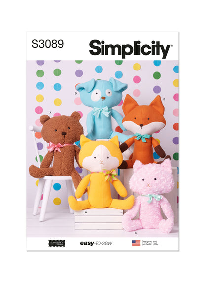 Simplicity S3089 sewing pattern envelope showing stuffed dolls
