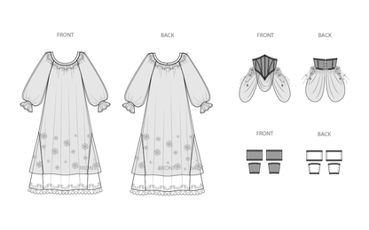 Simplicity S3094 sewing pattern envelope showing a costume with puff sleeves and layered overskirts