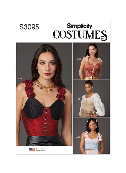 Simplicity S3095 sewing pattern envelope showing boned, lined corsets