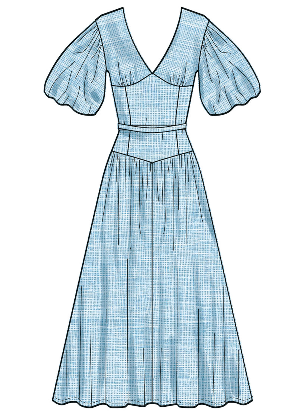 Simplicity S3096 sewing pattern envelope showing a wrap V-neck dress with pockets