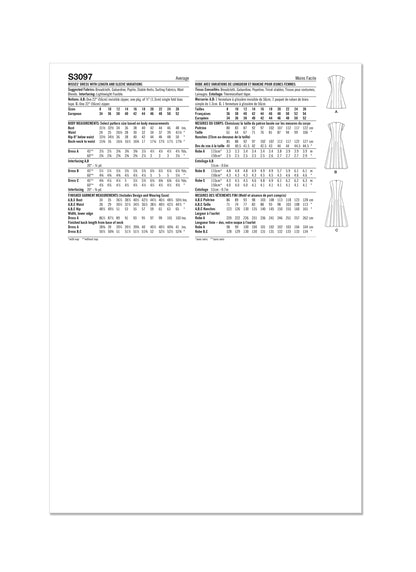 Simplicity S3097 sewing pattern envelope showing a V-neck dress with pockets